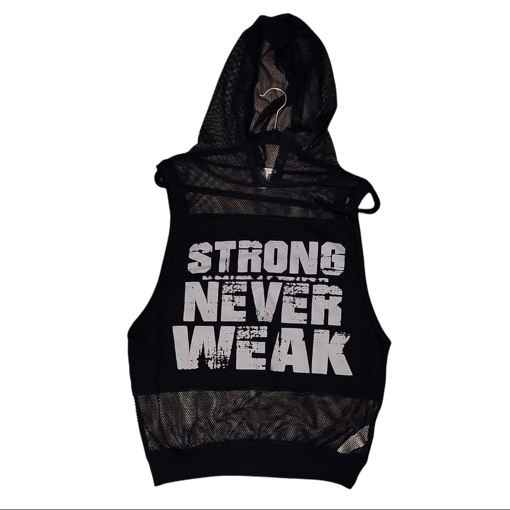 Forever 21 black mesh sleeveless hoodie shirt